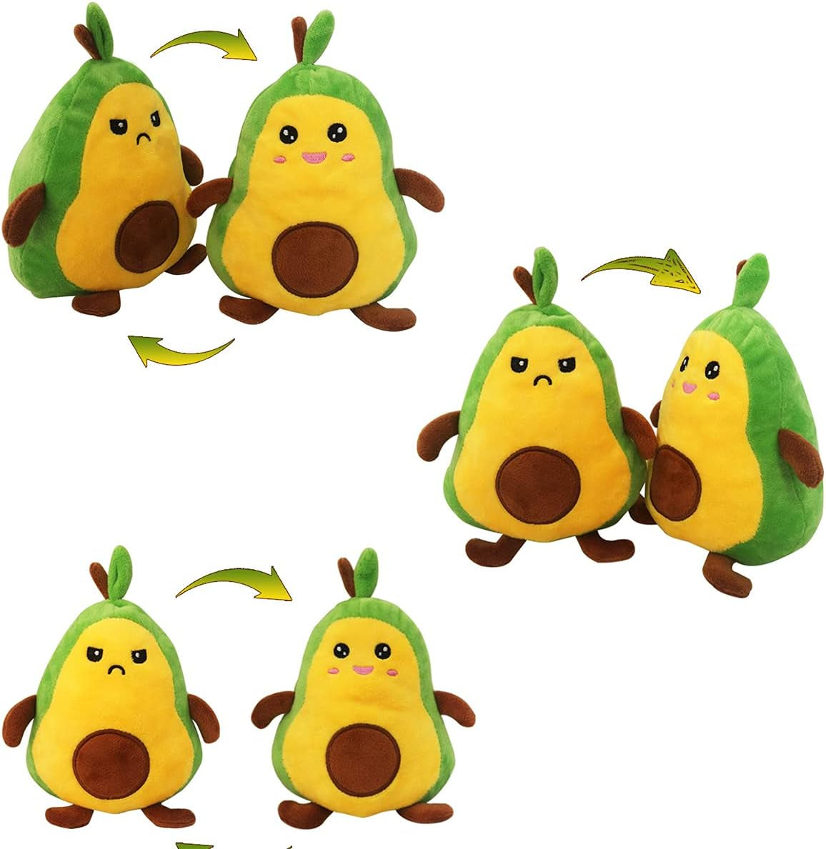 Avocado Reversible Plushie Toys Stuffed Animal Mood Plush Double-Sided Flip Show Your Mood