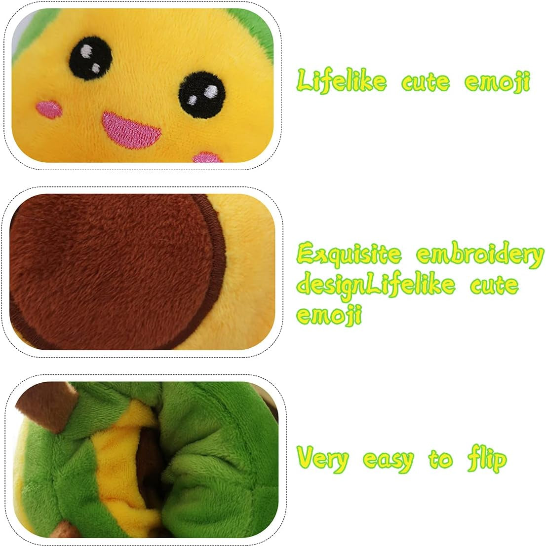 Avocado Reversible Plushie Toys Stuffed Animal Mood Plush Double-Sided Flip Show Your Mood